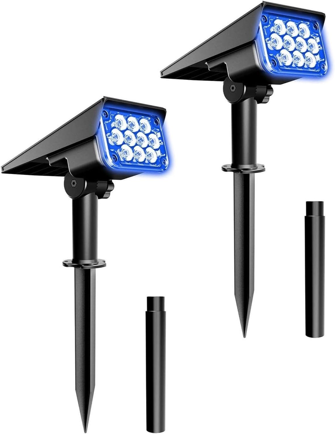 Niebieski solarny reflektor świąteczny – idealny do ogrodów, ścieżek, dziedzińców, basenów, tarasów itp. – opakowanie 2 szt.