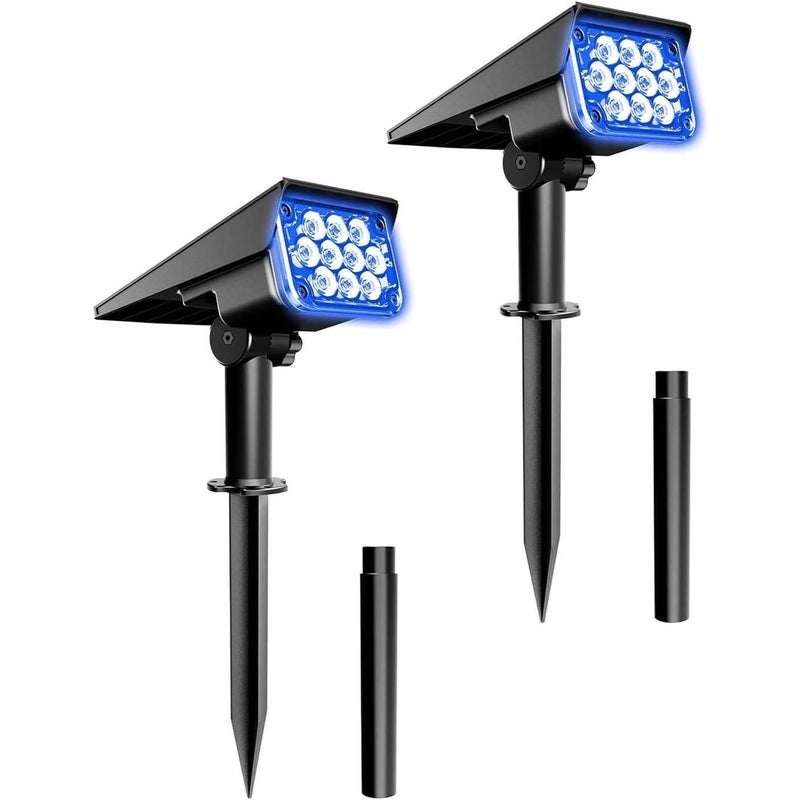 Niebieski solarny reflektor świąteczny – idealny do ogrodów, ścieżek, dziedzińców, basenów, tarasów itp. – opakowanie 2 szt.