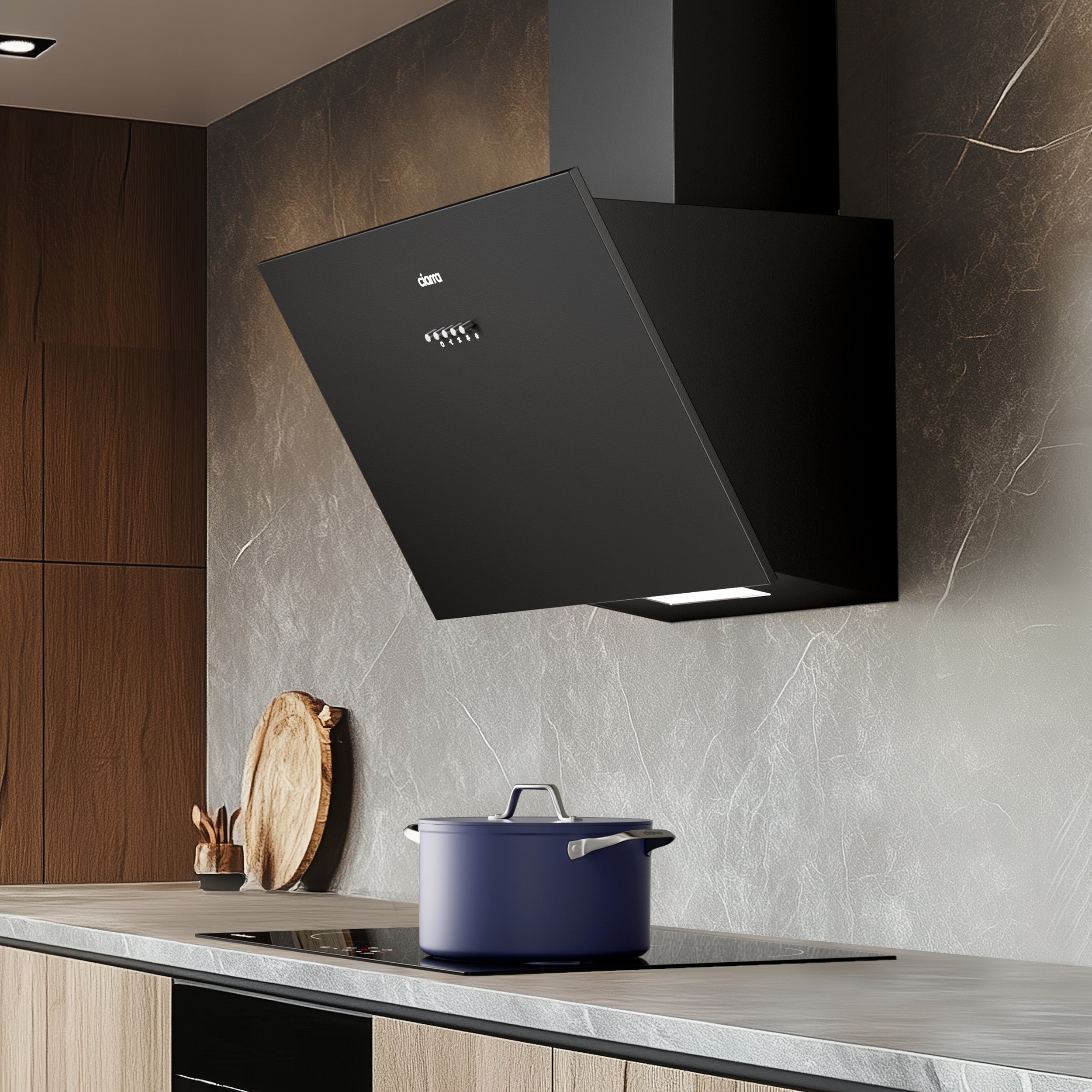 CIARRA Cappa a Parete 60cm 674m3/h A+++ 3 Velocità Ricircolo o Scarico con Condotto Incluso 2 Filtri a Carbone Nero CD6762AB - 5