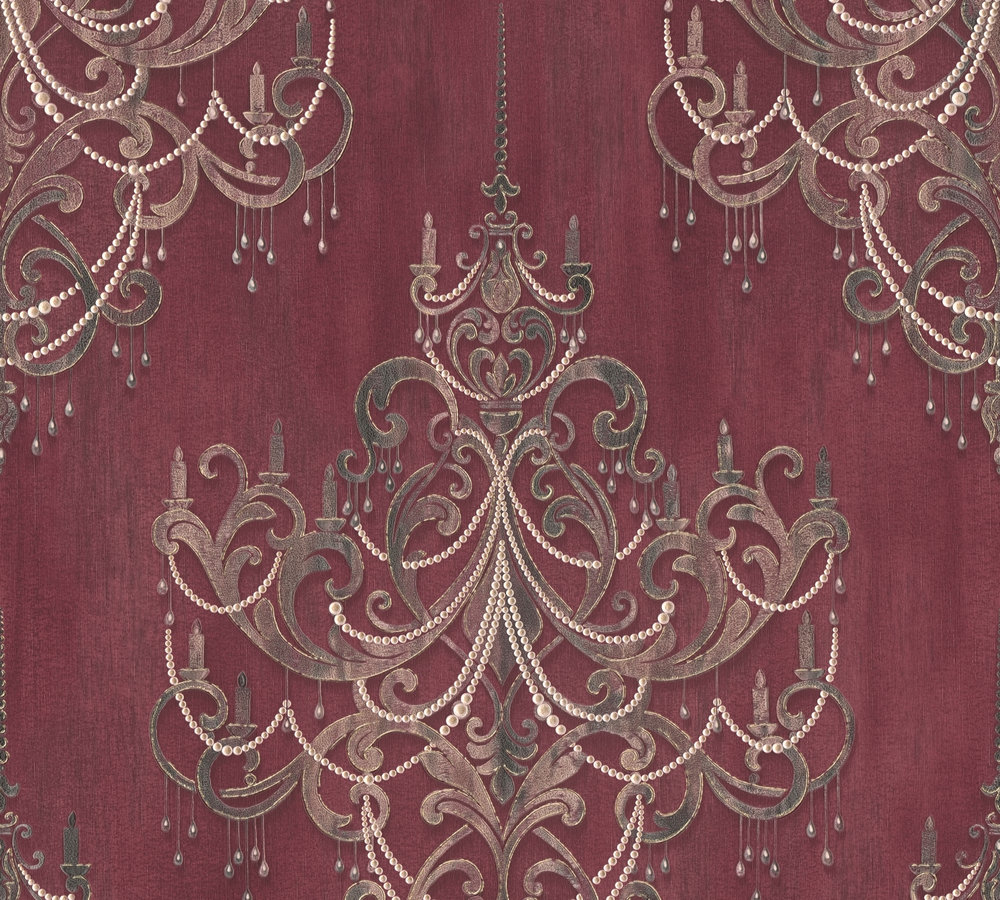 Papel pintado granate con estampado dorado papel pintado con dibujos elegantes para interior moderno papel pintado vinílico