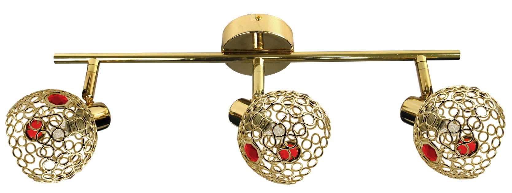 Lampa sufitowa wisząca Aron złota 3xG9x40W czerwone elementy wym: 17 x 55 x 10 cm metal Candellux