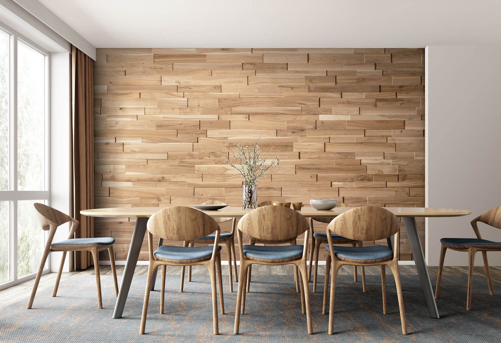 Panneau Mural Bois Chêne Massif OZO Rustic - Effet 3D Relief - Parement Décoratif Intérieur - 24 Pièces - 1m² par Boîte - 8