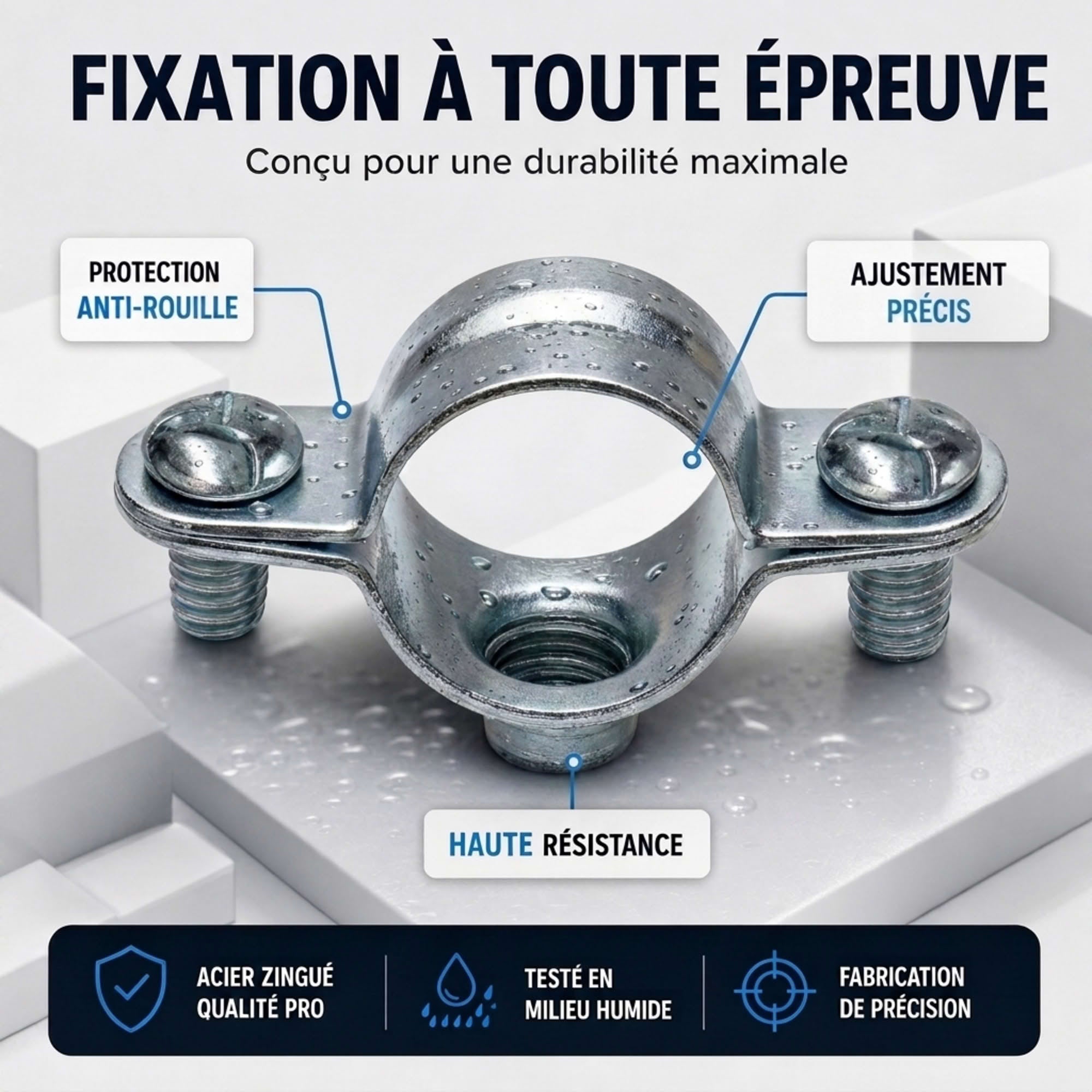 100 colliers simples sanitaires - 7x150 mm - Diamètre 24 mm - 3