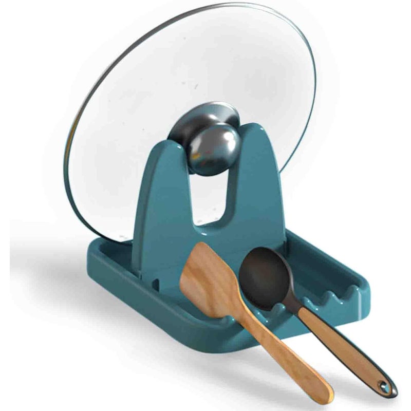 (Zielony) Składany uchwyt na pokrywkę, wielofunkcyjny uchwyt na pokrywkę i łyżkę, uchwyt na przybory kuchenne, półka na łyżkę