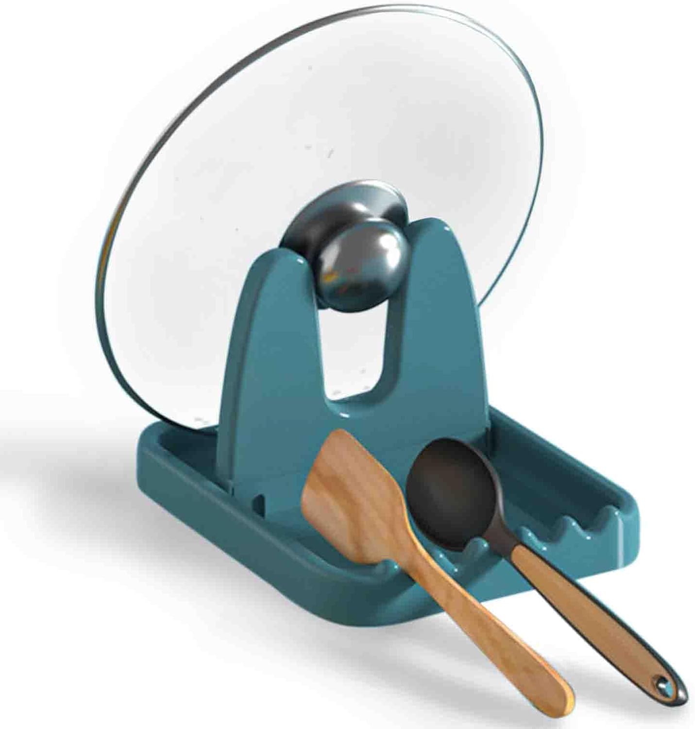 Zielony składany uchwyt na pokrywkę, wielofunkcyjny uchwyt na pokrywkę i łyżkę, podstawka pod łyżkę do przyborów kuchennych