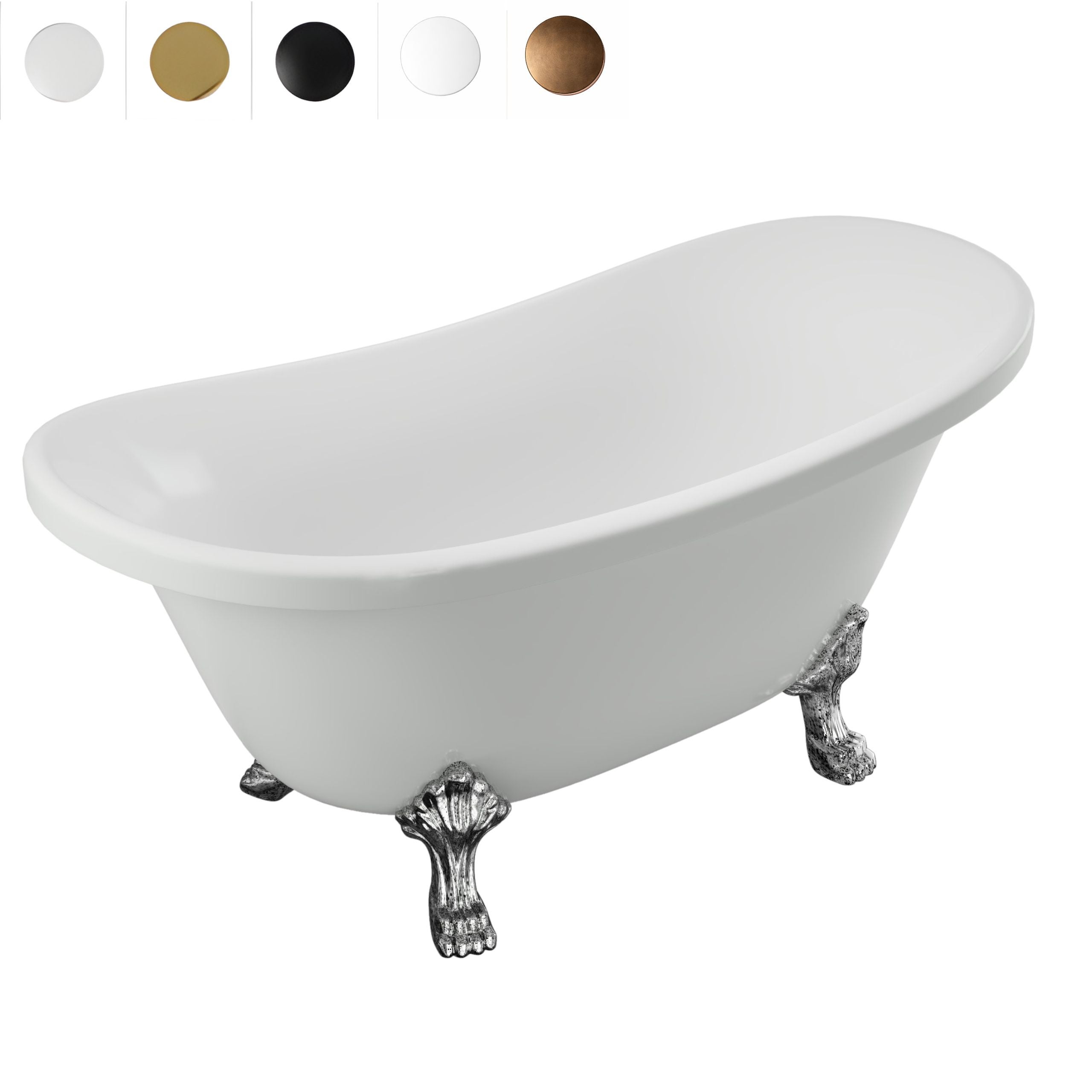 WANNA WOLNOSTOJĄCA BELLA AKRYLOWA RETRO 170 X 75 BIAŁA, NOGI CHROM