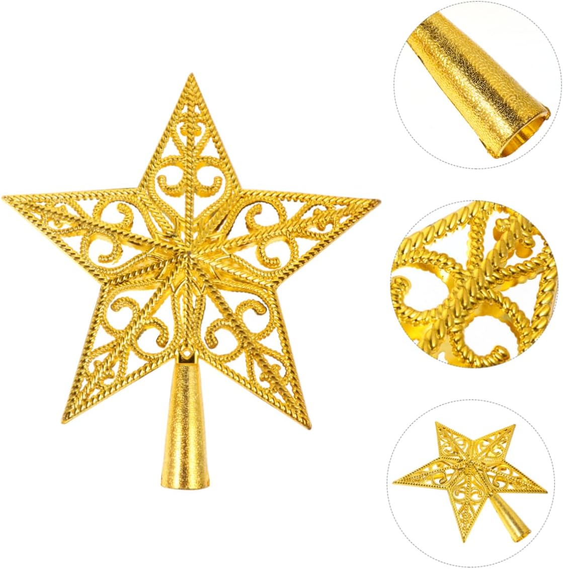 Topo de árvore de Natal, decoração de Natal, copa de árvore de Natal, enfeite de árvore de Natal, 20 cm (dourado) - 5
