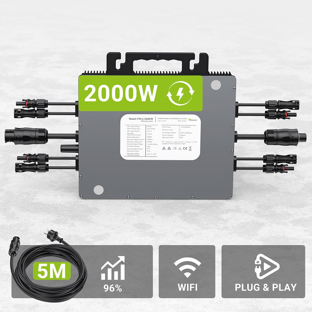 Micro-onduleur LIONSHEE LS-L2000M 2000W - 4 MPPT, Sortie 230V - Rendement de Pointe 96%, IP67 - Surveillance Wi-Fi - 3