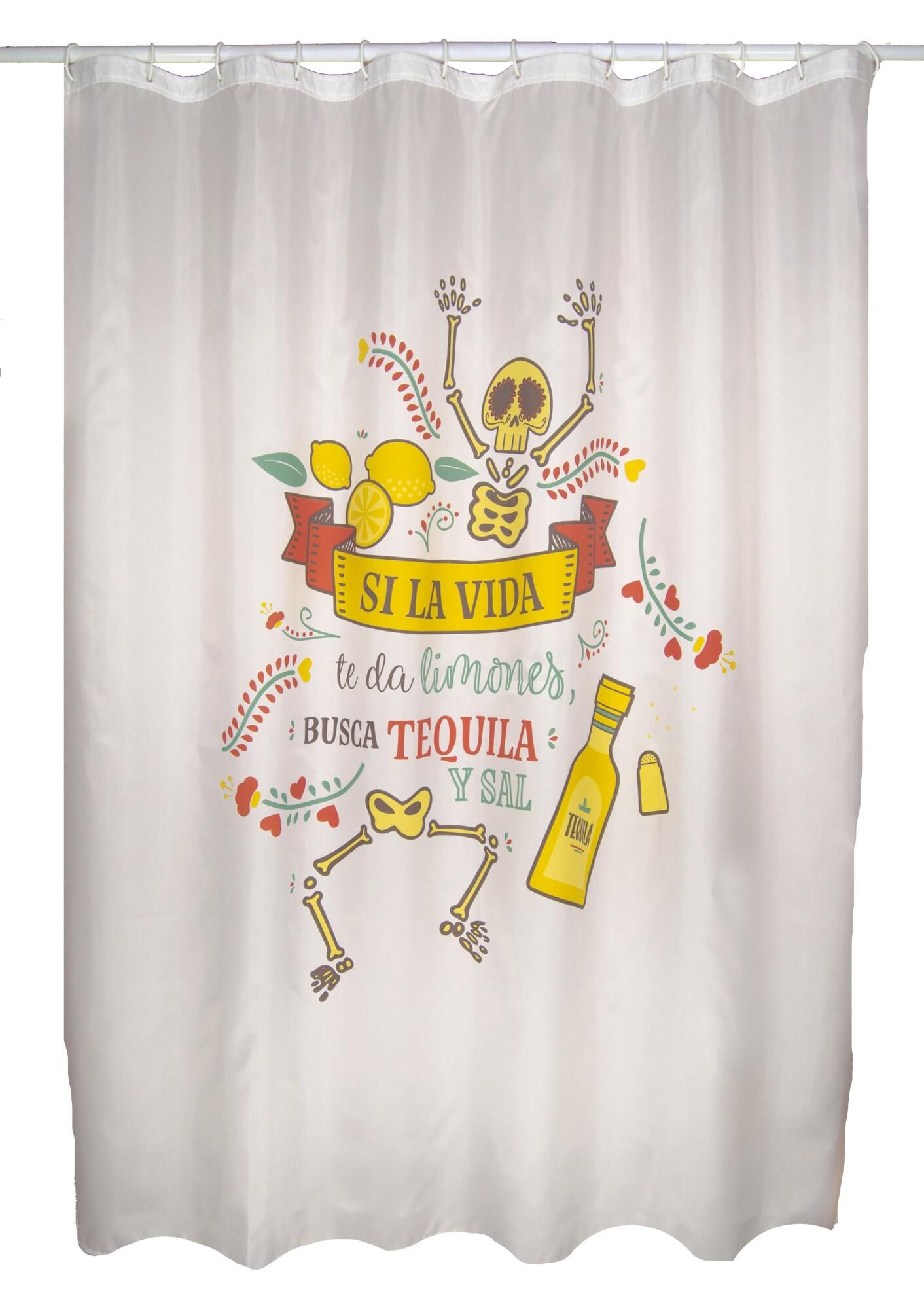 Zasłona prysznicowa Tequila wielokolorowy poliester 180x200 cm