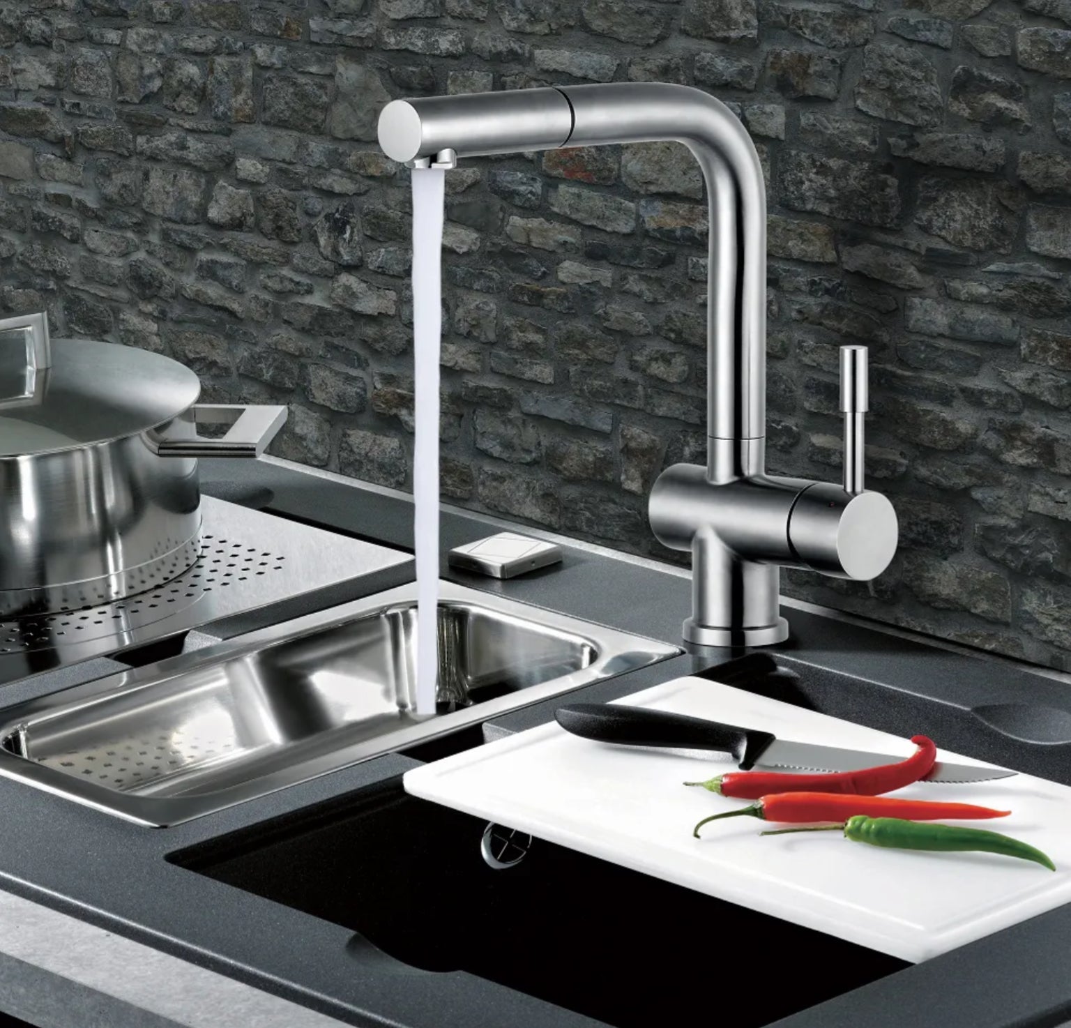 ROBINET DE CUISINE 0013 EN LAITON CHROMÉ COLLECTION ERYMANTHE - 2