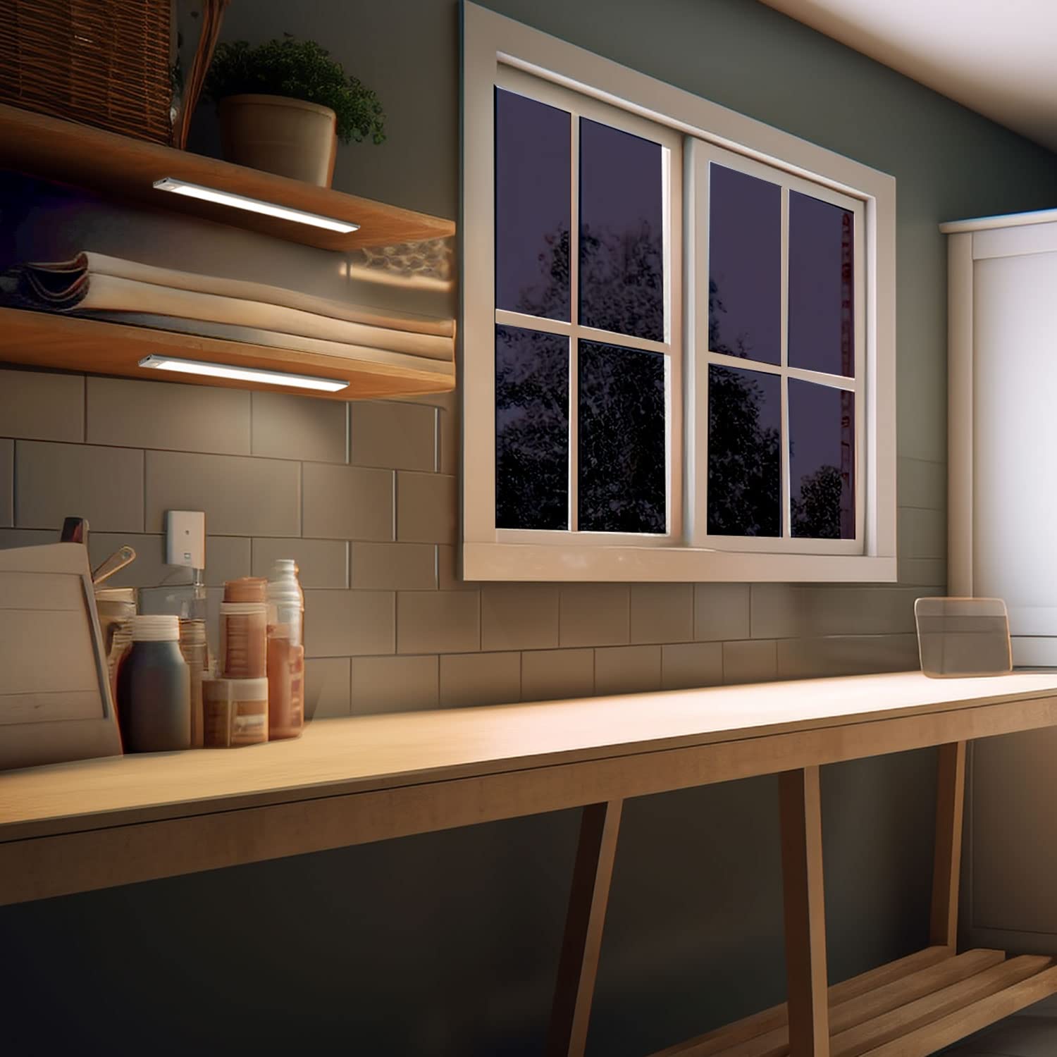 2 tiras LED ultrafinas recargables con sensor de movimiento y montaje magnético, negras, 40 cm, para armarios y roperos. - 8