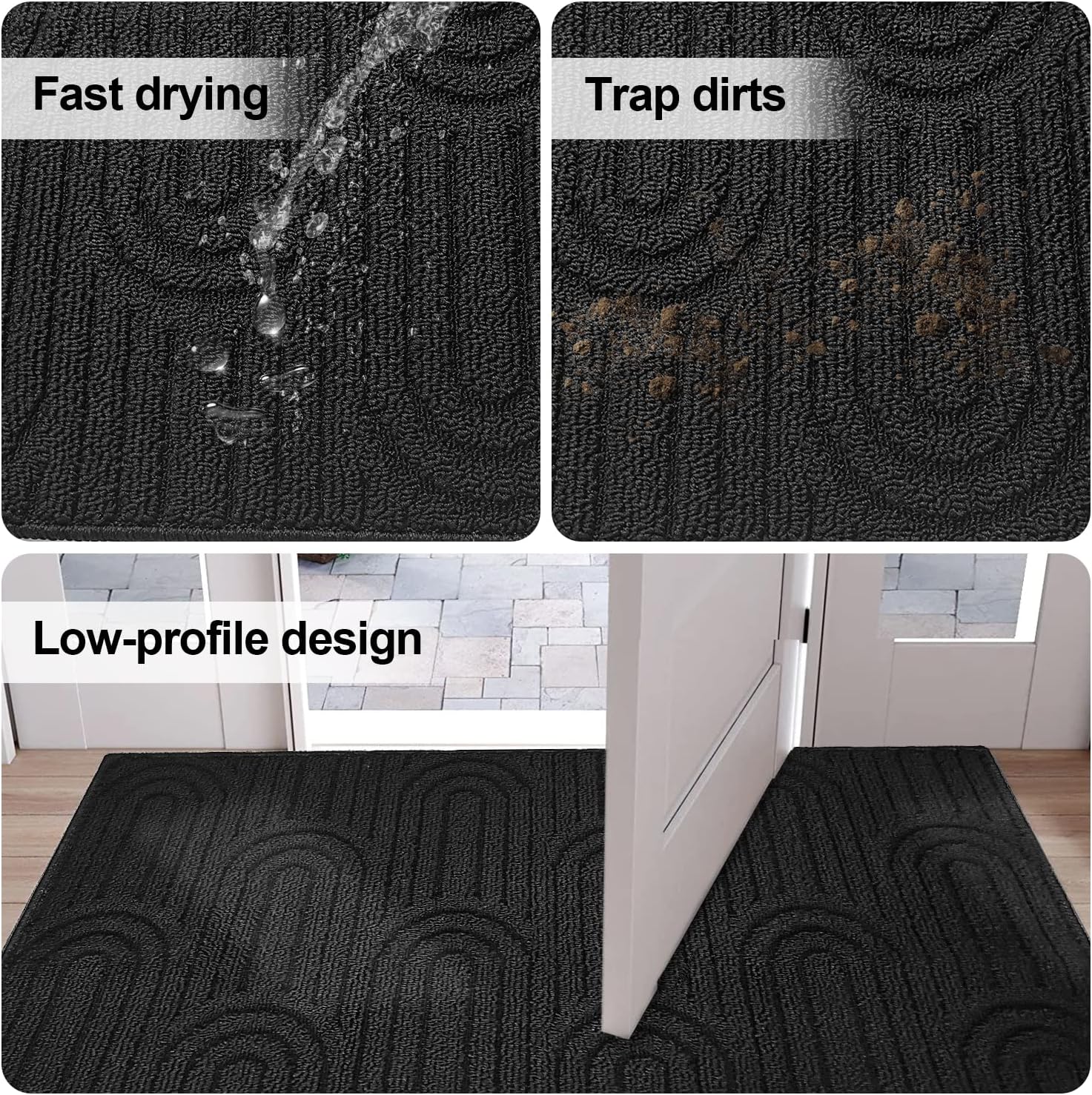 Paillasson de qualité supérieure - 60 x 90 cm，Tapis antidérapant,Tapis de Sol Tapis de poussière Lavable Nettoyage extérieur Tapis - 5