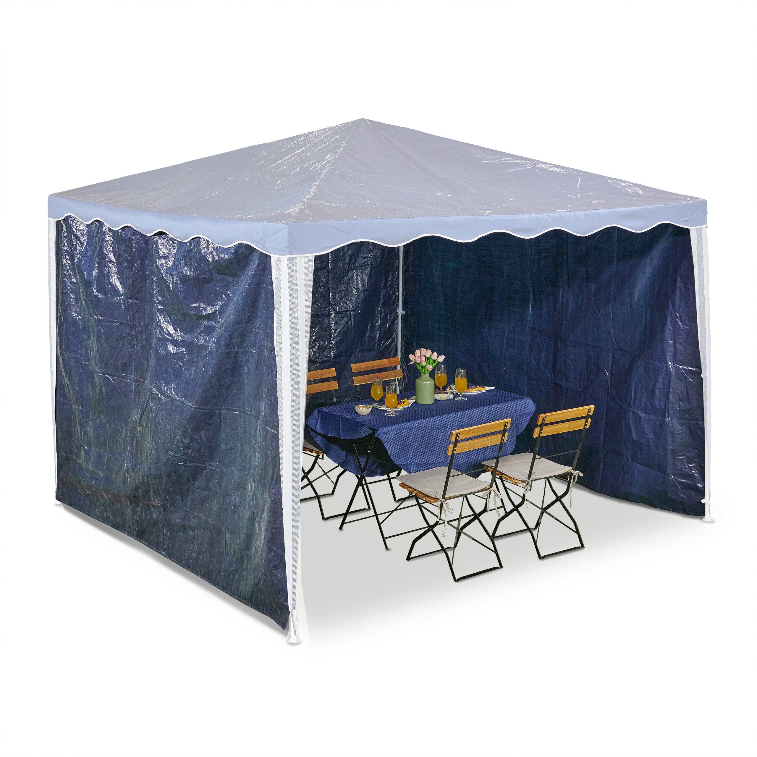 Lot De 2 Parois Latérales Pour Tonnelle 2x3 M - Imperméables, Sans Fenêtres, Grises, Fixation Scratch