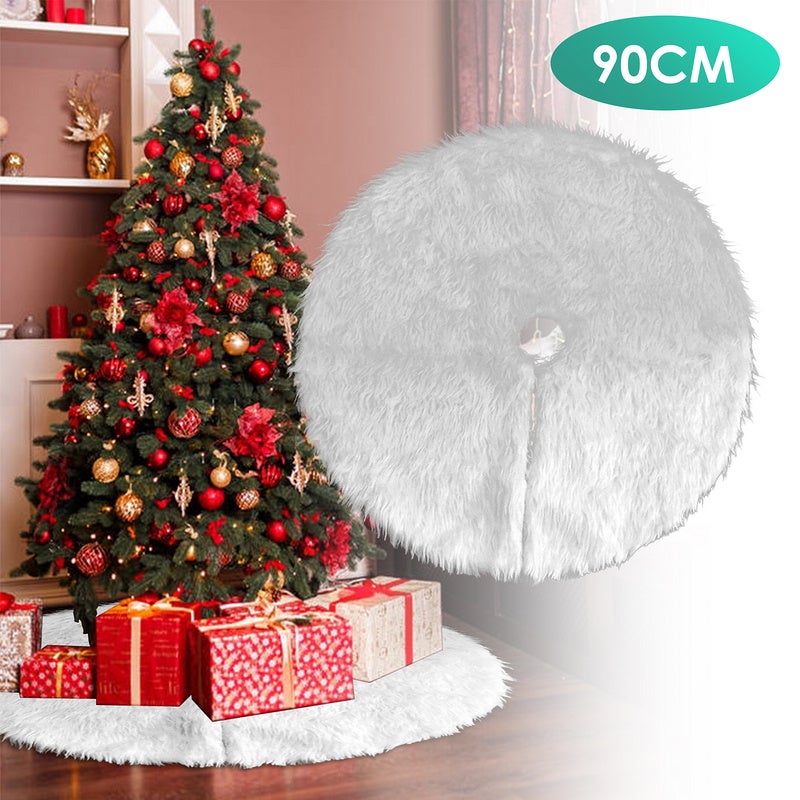 Gonna Per Albero Di Natale In Pelliccia Sintetica Morbida – Diametro 90 Cm – Colore Bianco