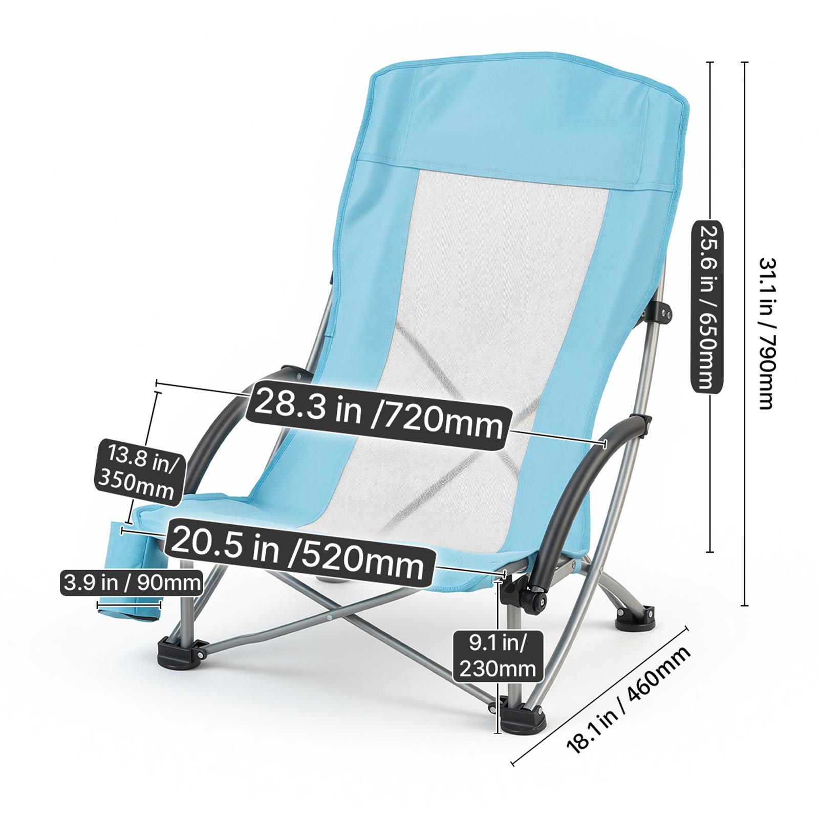 Lot de 2 chaises pliantes portables SucceBuy avec dossier haut, ideales pour le camping, les pique-niques, la randonnee et la peche en exterieur - 9