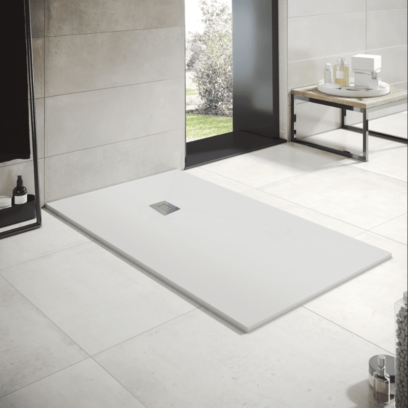 Receveur de douche 80 x 80 cm extra plat en résine minérale OPTIMA surface ardoisée 4 coloris - 3
