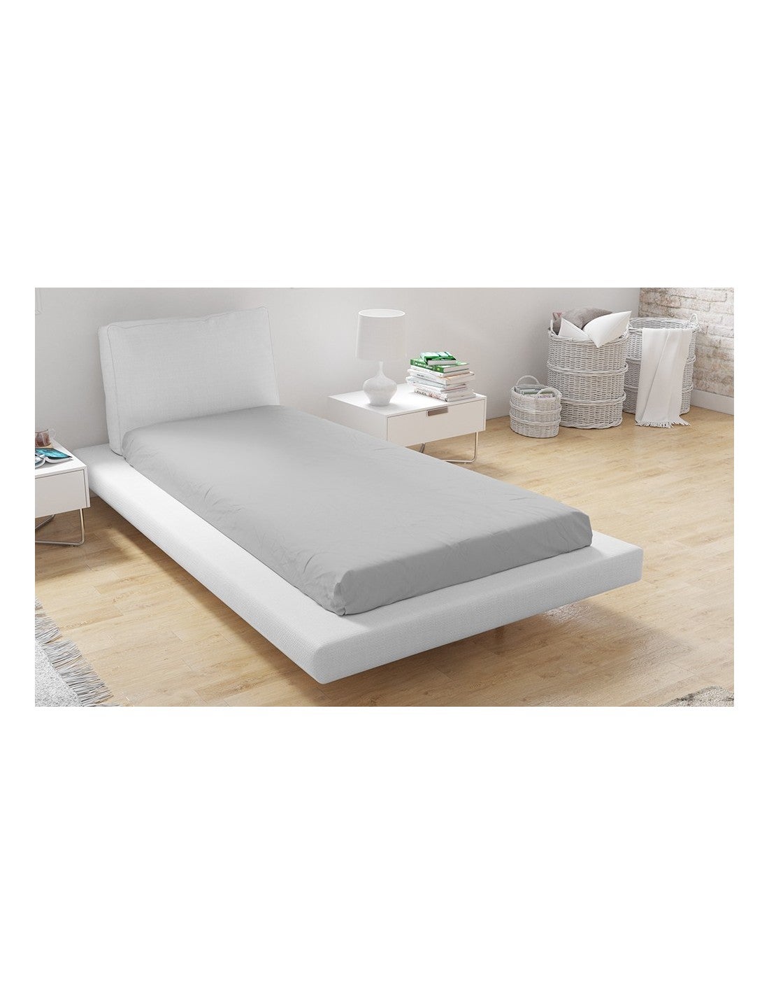 Drap housse microfibre 90 x 190 - Gris - Côté Déco - 5