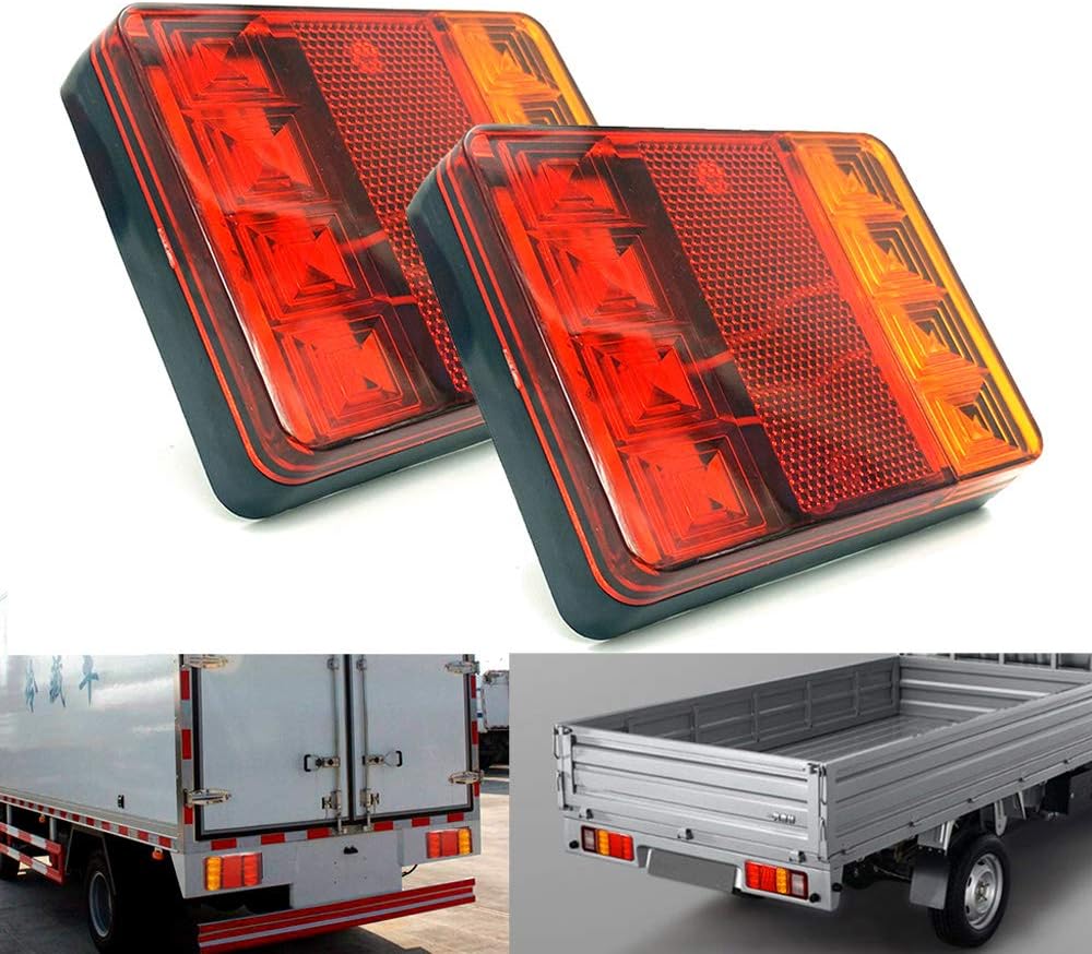 Szt. Wodoodporne tylne światła 8 LED, czerwone, żółte, tylne światło DC 12 V do przyczepy, ciężarówki, łodzi, samochodu, stylizacji ostrzegawczej