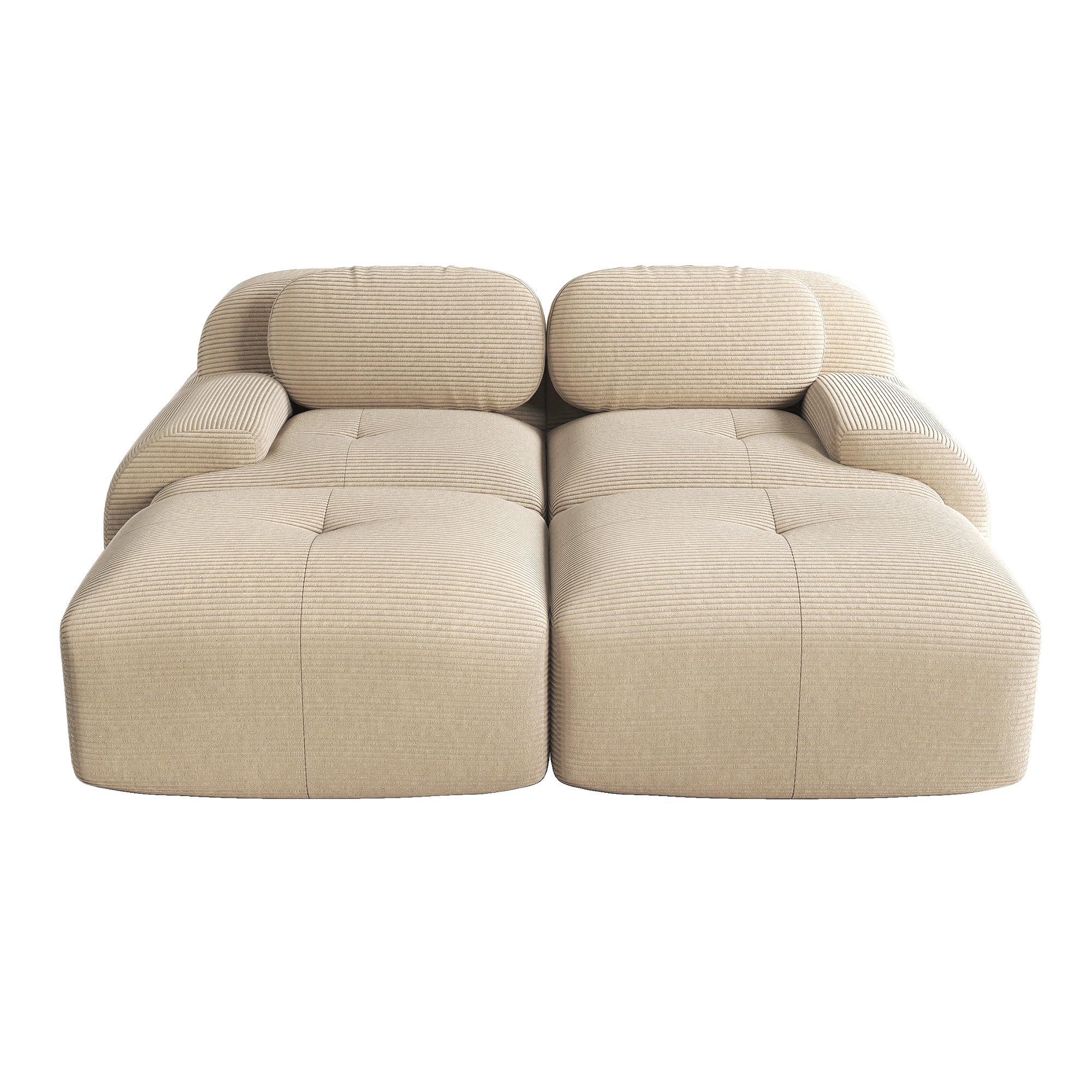 Canape 2 places en velours côtelé Beige, Canapé modulable avec appui et base anti, Petit canapé Rembourrage haute élasticité - 7