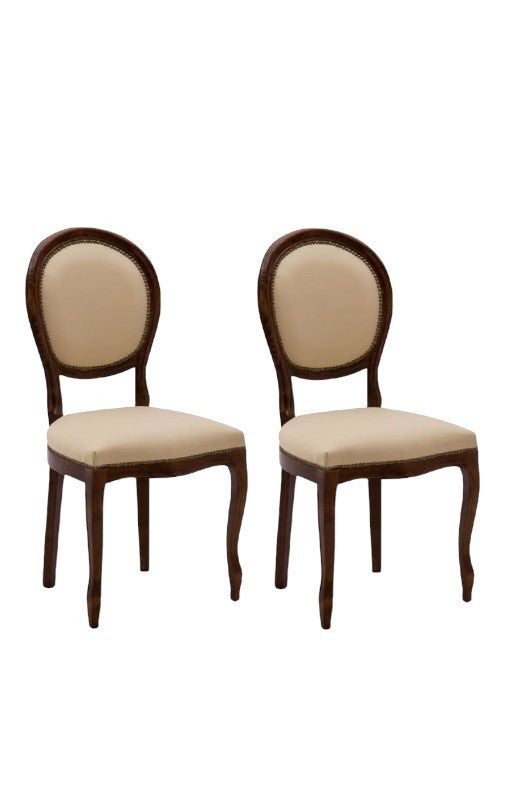 MOBILI 2G Set sedie classiche legno imbottita ecopelle beige