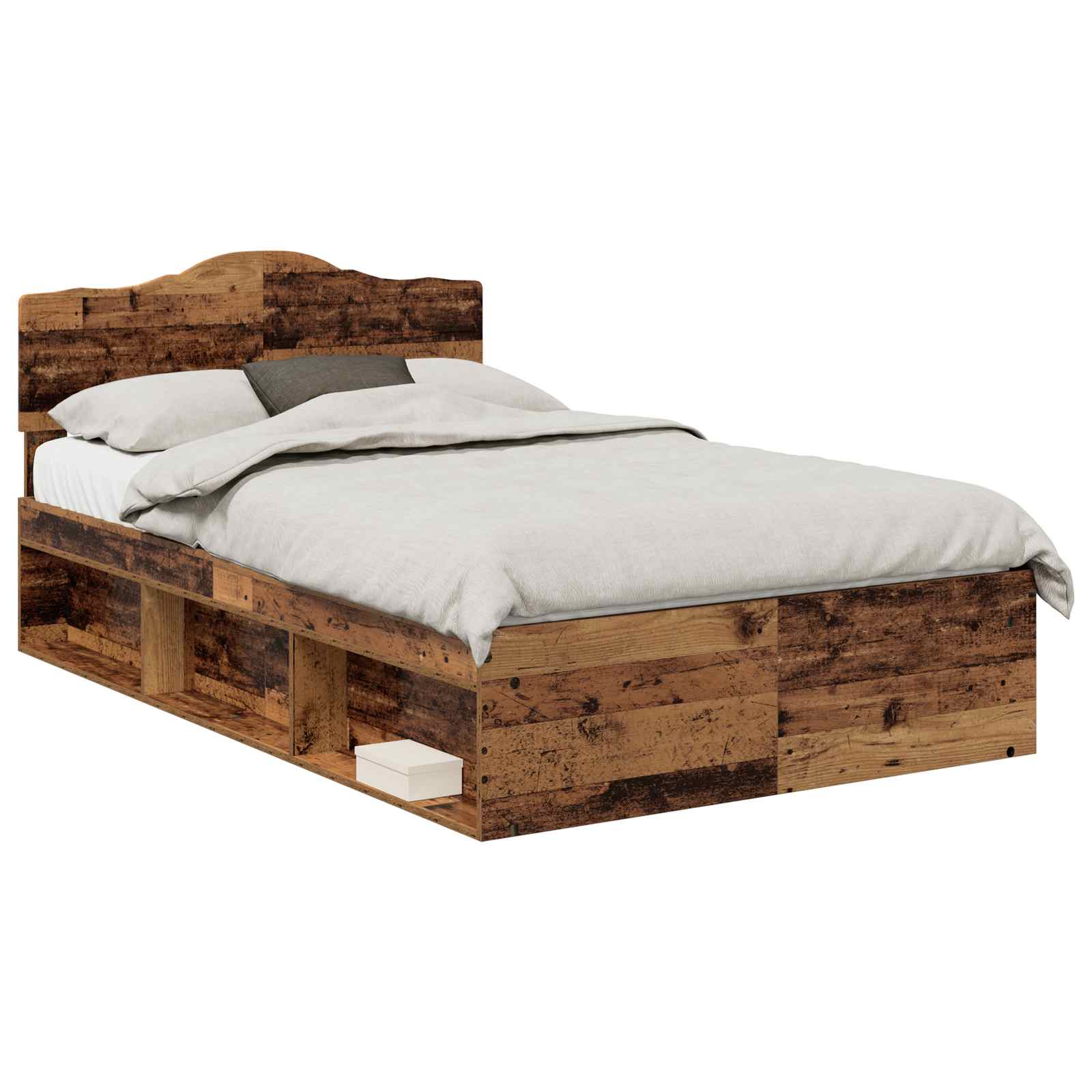 Cadre de lit bois ancien 135 x 190 cm en pin massif - 2