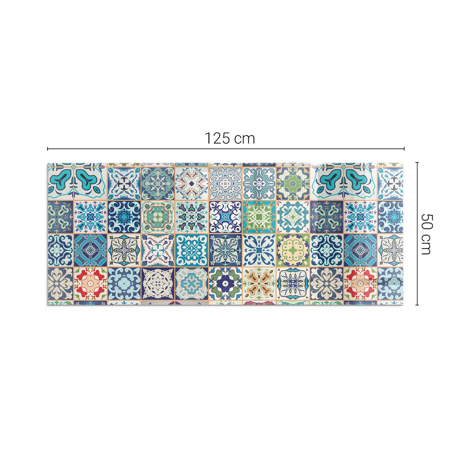Szkło hartowane na podłogę pod kominek - 125x50 cm - Wzory mozaikowe na płytkach - TULUP - 2