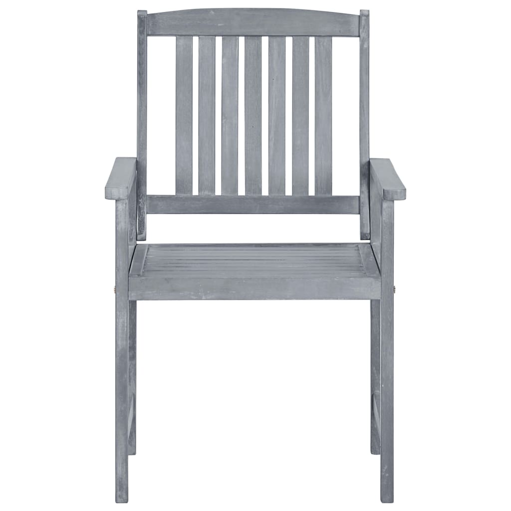 Chaises de jardin 8 pcs Bois d'acacia solide Gris - 3