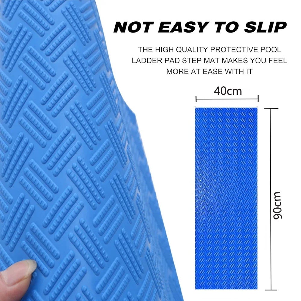 Tapis d'échelle de piscine 2 pièces, pour revêtement et escaliers de piscine hors sol, coussin antidérapant, 40x90cm, épaisseur 1.6mm - 2