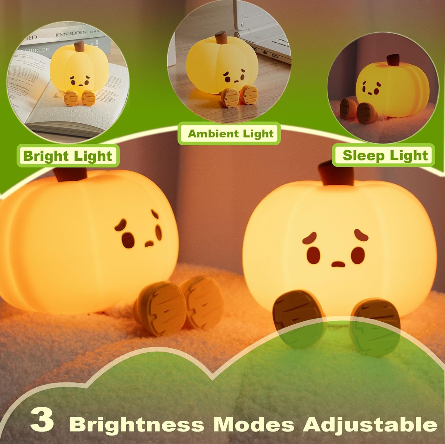 Lampade in silicone a forma di zucca gialla luce notturna a forma di zucca ricaricabile per Halloween accessori decorazioni per allestimento scenico | Leroy Merlin