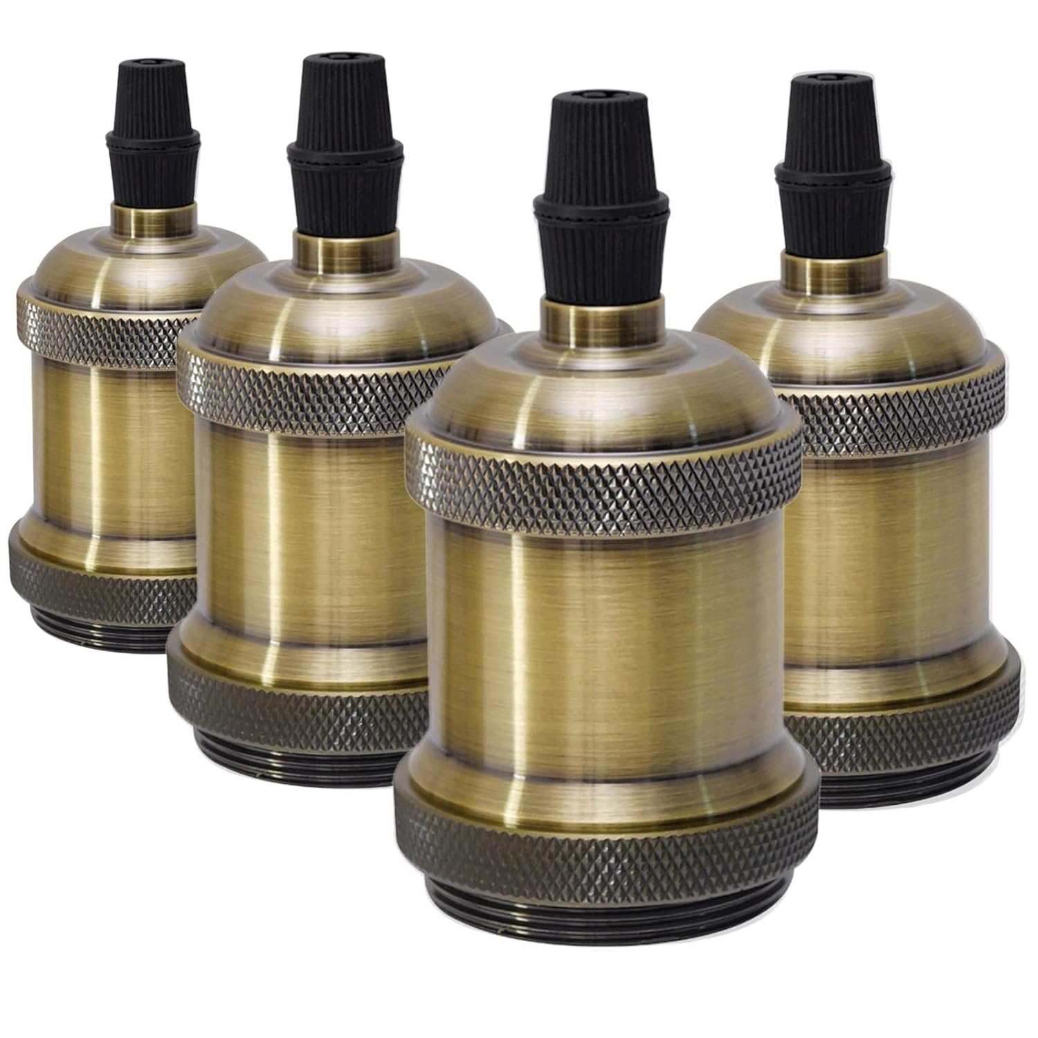 4 sztuki oprawek na żarówki E27 w stylu vintage z adapterem spiralnym, 110-220 V, do żyrandola, lampy wiszącej i lampy sufitowej, kolor brązowy