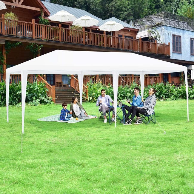 Gazebo Giardino 3x6m - 4 Tende Laterali Rimovibili, 2 Porte, Impermeabile UV, Con Borsa - Foto 3