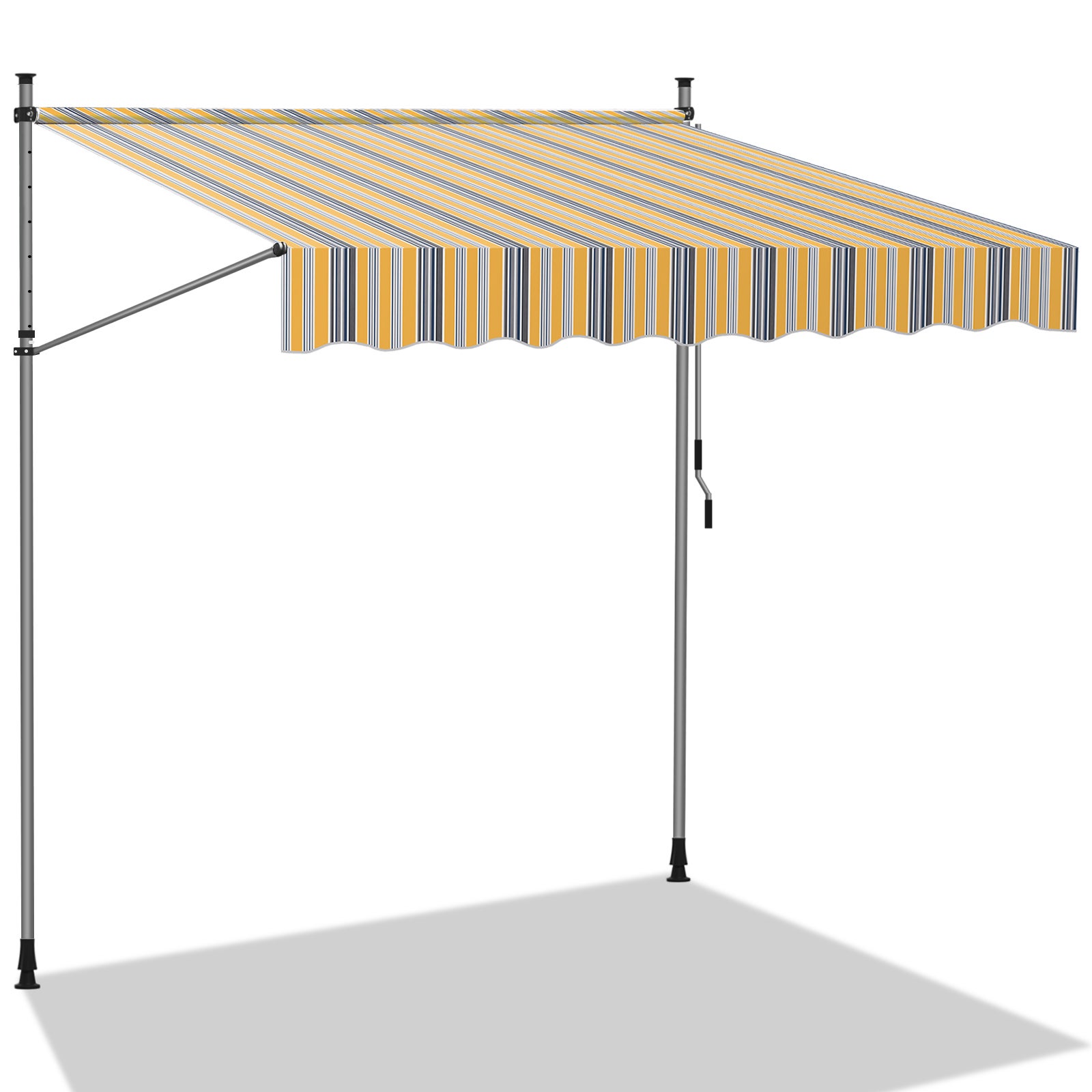 Toldo de balcón toldo retráctil manual toldo de balcón con manivela resistente a los rayos uv amarillo azul 2.5m