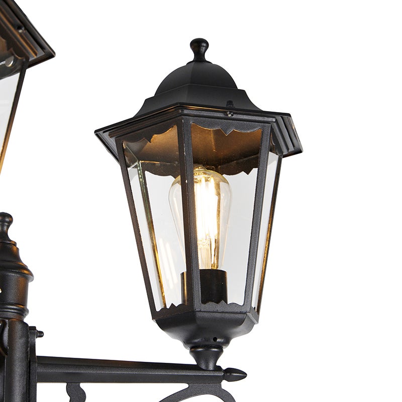 Qazqa classic-antique lanterne extérieure pour jardin - Havana - noir, max. 60w, e27, 220cm, IP44, à 3 lumières - 7