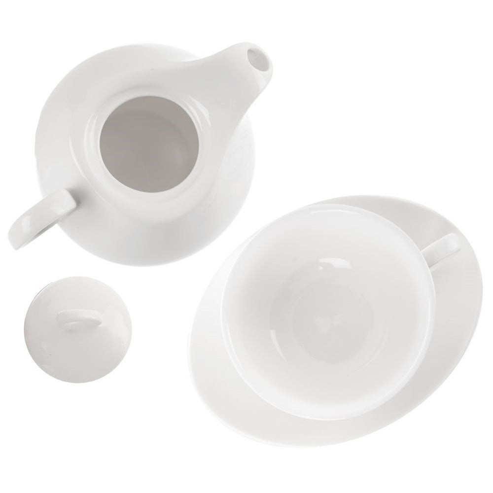 Dzbanek z filiżanką do herbaty porcelanowy biały MONA 3 el. - 4