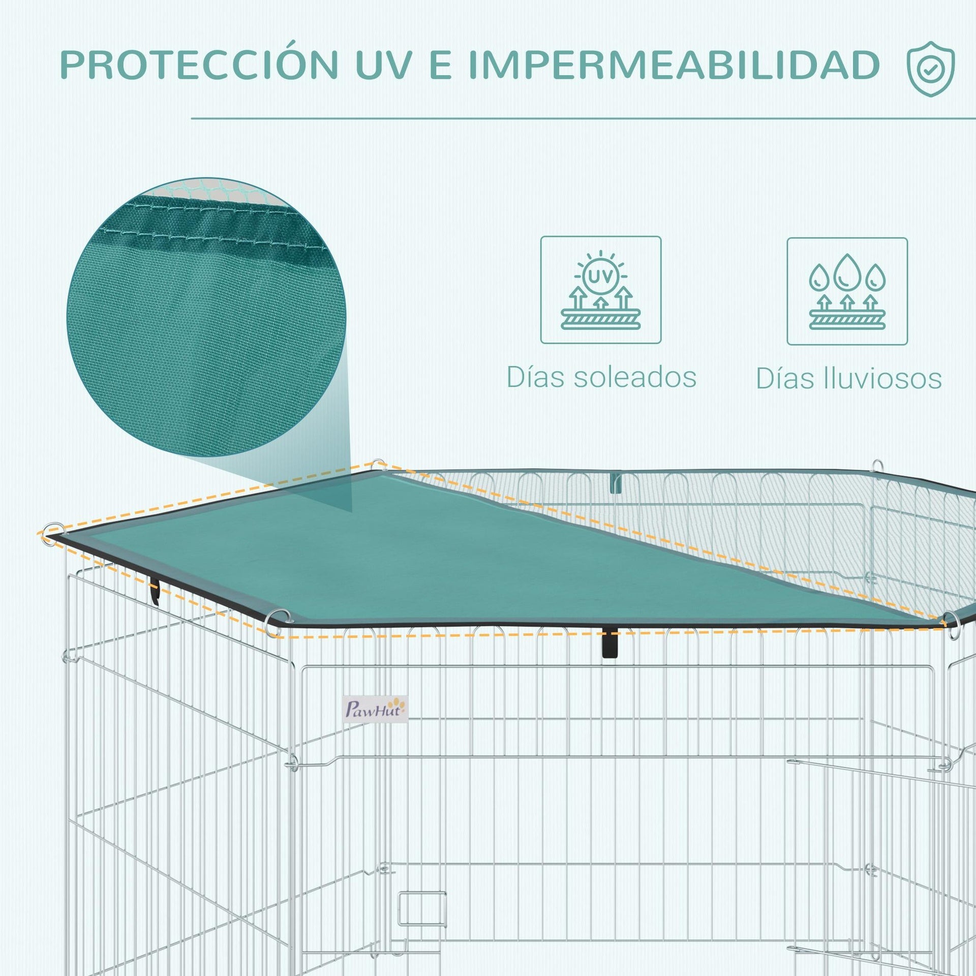 Parque de juegos para perros 6 paneles plegables PawHut 59x60cm plata - 6