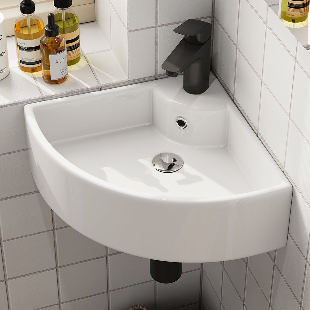 Lavabo Suspendu HOROW En Céramique - 41 X 31 Cm - Blanc - Pour Salle De Bain Petite Surface - Neuf