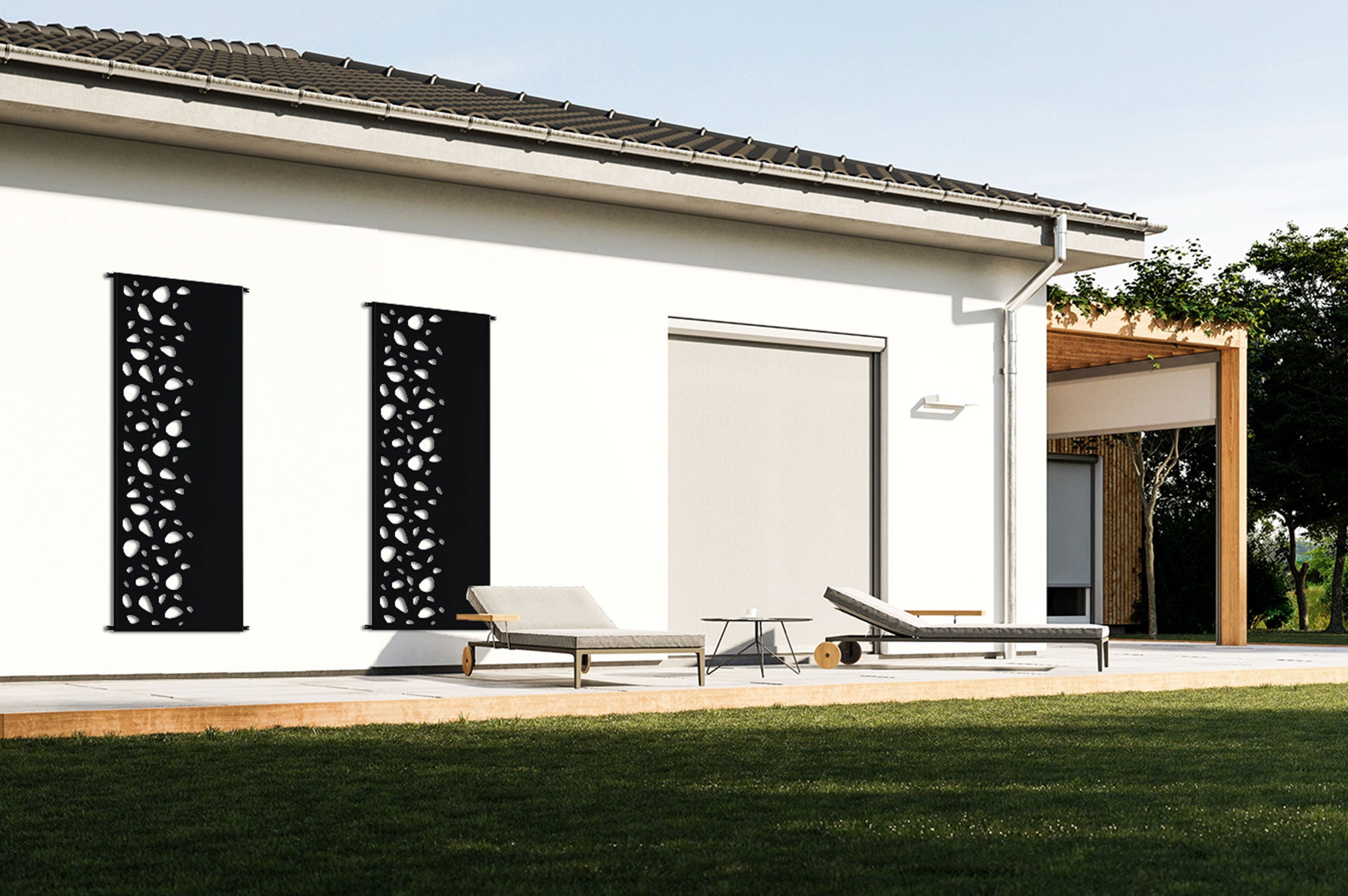Lot de 2 panneaux décoratifs SUNNY Noir H.160cm motifs côté gauche - 7