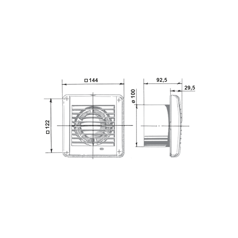 Aérateur extracteur d'air intermittent silencieux basse conso BLAUBERG Aero Still 100 mm - Commande: Interrupteur - 5