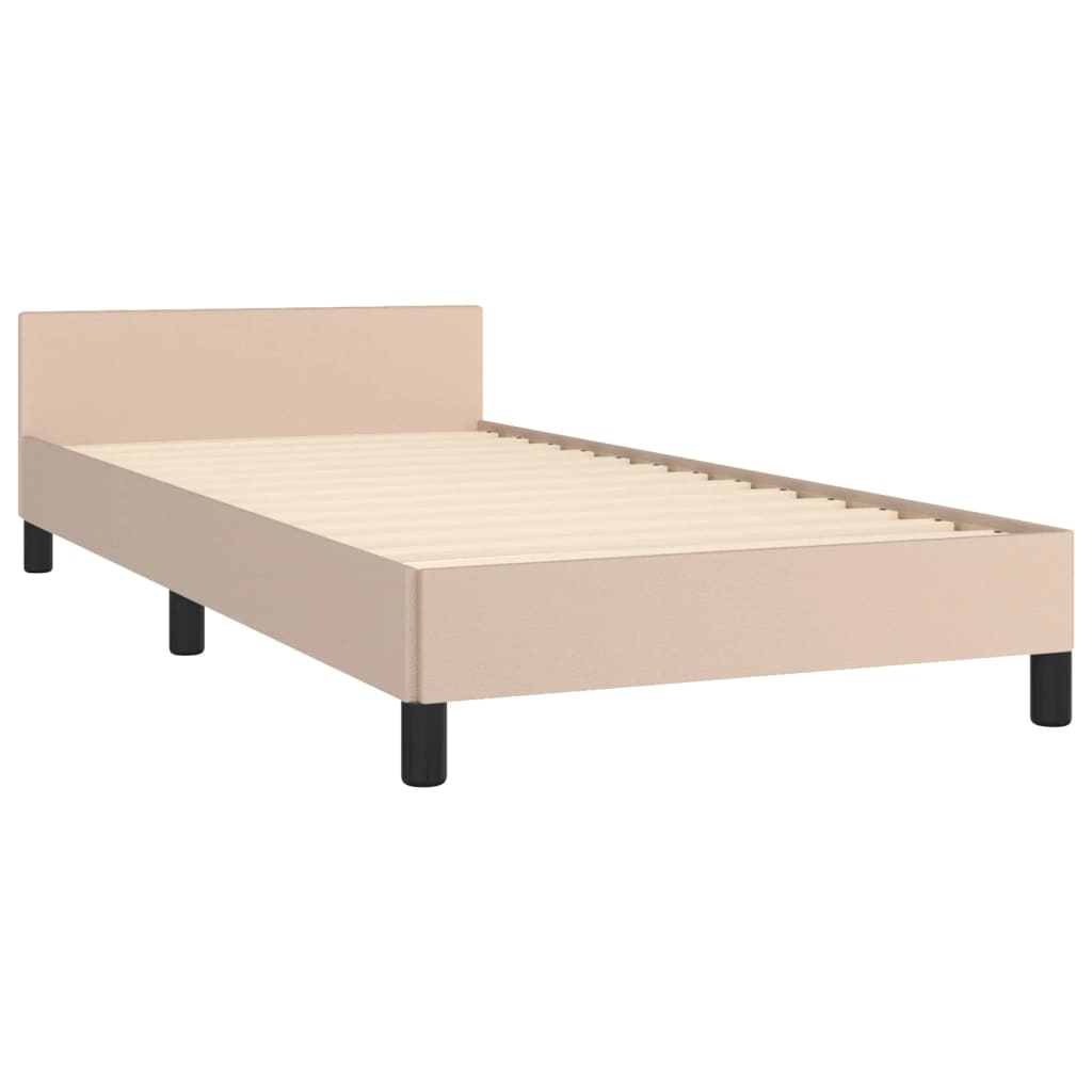 Cadre de lit sans matelas, similicuir cappuccino, pour la chambre, 100 × 200 cm - 5
