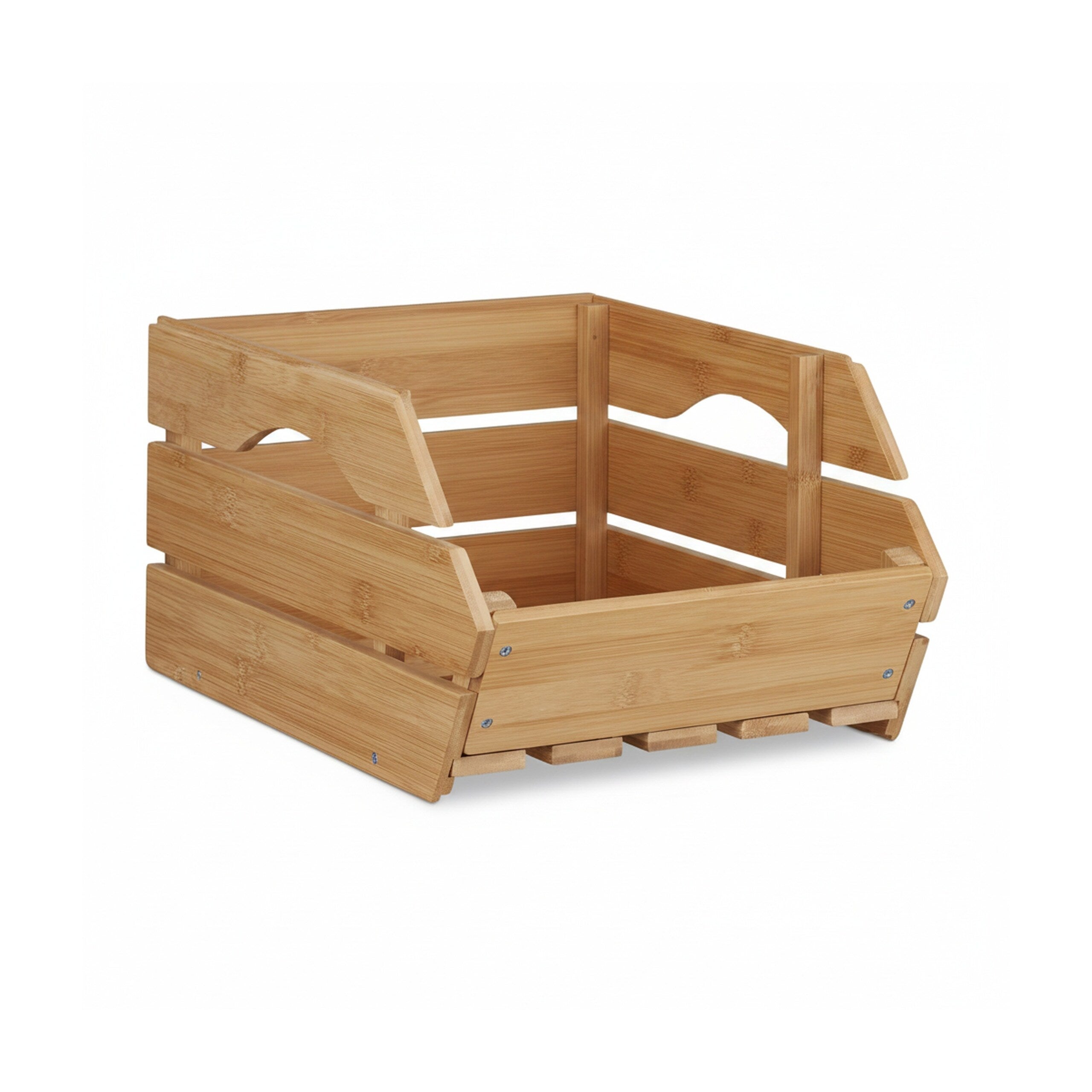 3x Caisses en bambou, cagette effet bois boîte de rangement empilable universelle HxlxP: 20,5 x 27 x 38 cm, nature - 9