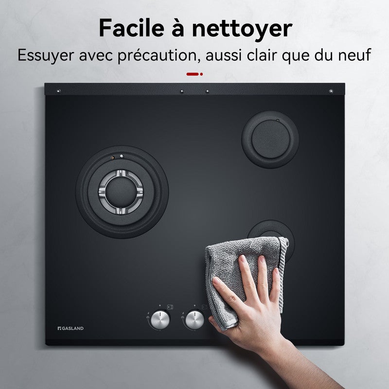 GASLAND Plaque de Cuisson Gaz GH603BF 3 Feux encastrée, Plaque gaz GPL/Gaz Naturel Noir 60 cm - 8