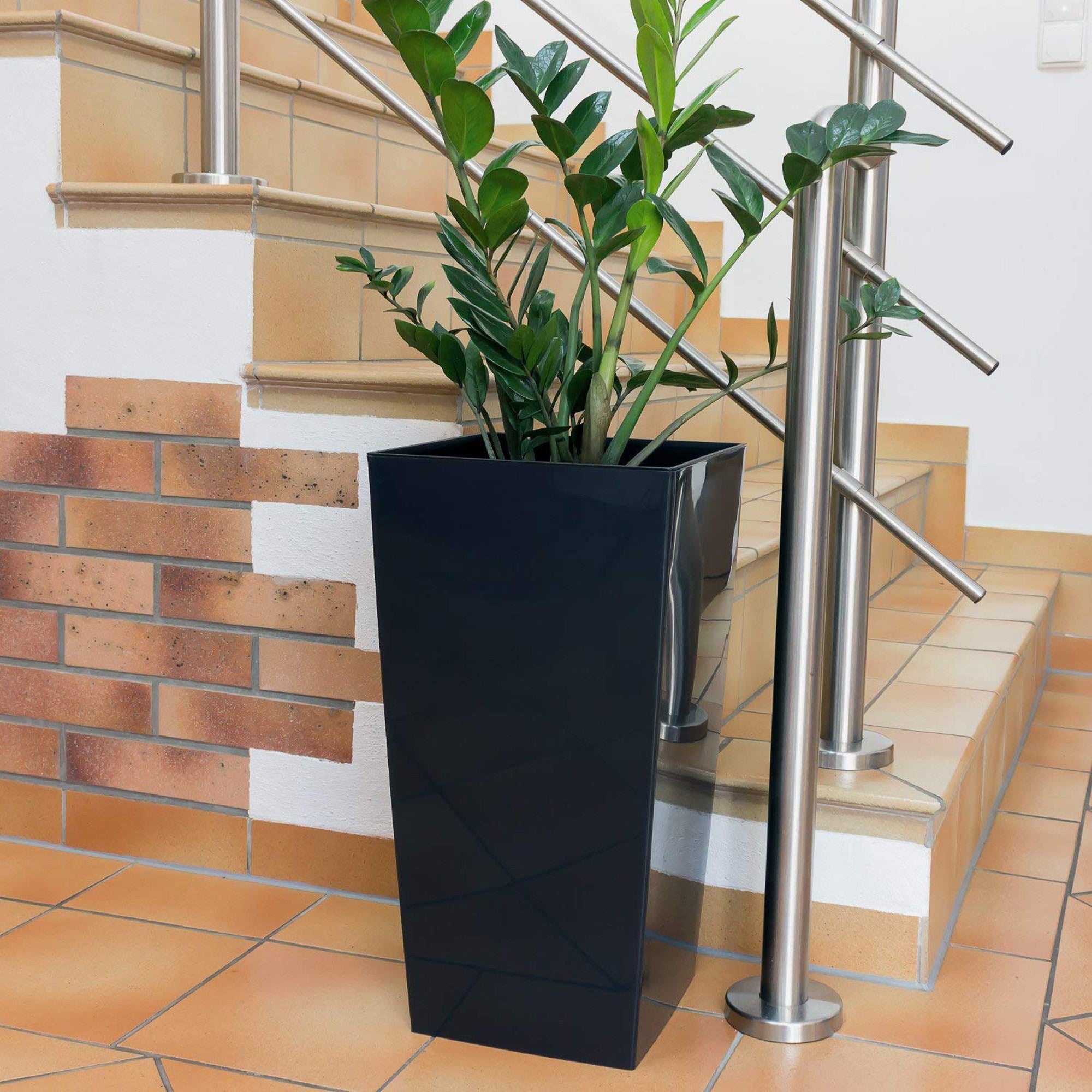 Pote de plástico antracite alto 26,6L - 50 x 26,5 x 26,5 cm com tanque - 6