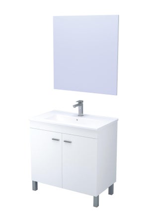 ONDEE - Meuble à poser HELGO - 80cm - Blanc - Mélaminé - Livré en kit