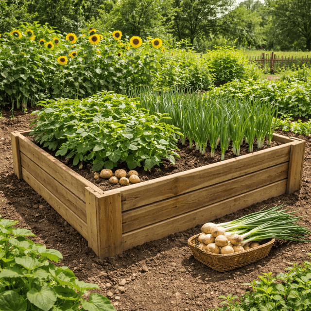 WOTEG Letto da giardino in tessuto – Fioriera rialzata con 128 galloni | Vaso per piante con 8 griglie divisorie, attrezzi da giardino, per serra per patate, piante, fiori