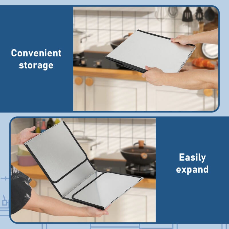 Plaque Anti Projection Cuisine Pliable Protection D'écran Anti-éclaboussures, Protection pour la Cuisine et Plaque de Cuisson,134X30CM - 3