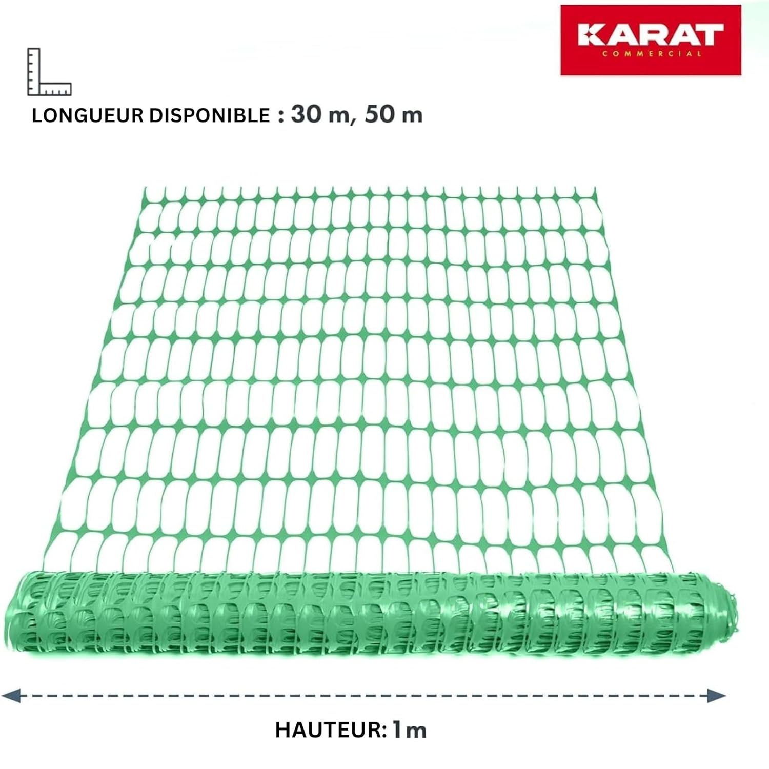 Grillage plastique Mailles: 10 x 4 cm Hauteur: 100 cm Longueur: 30 m Vert - 4