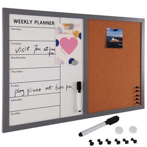 VIZ-PRO Bacheca In Sughero 60x40 Cm, Confezione Da 3, Con Cornice In Alluminio Argento, Kit Fissaggio Incluso