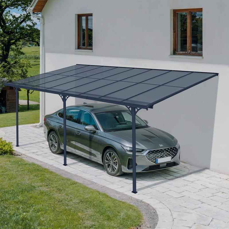 Wiata garazowa przyścienna KLEO 500L300 carport Aluminium szary