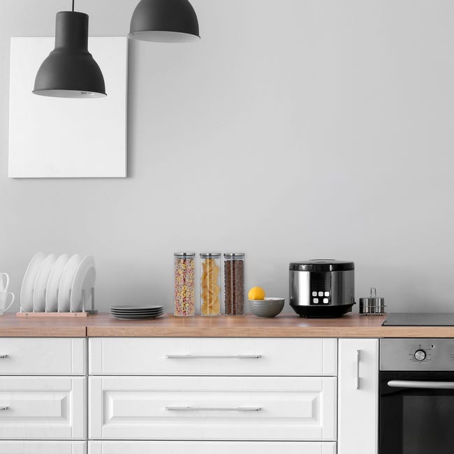 Set 3 Barattoli Di Vetro Quadrati Da 1L Con Coperchio In Bambù - Ermetici, Lavabili, Con Guarnizioni - Foto 6