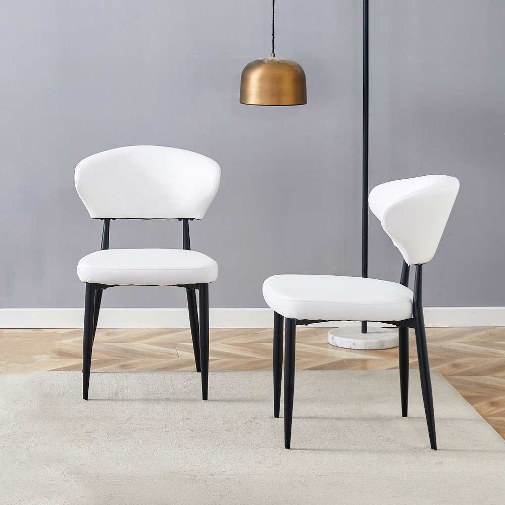 Minimalistyczne, ergonomiczne, białe krzesło do jadalni, zakrzywione oparcie, wygodna konstrukcja – zestaw 2 szt.